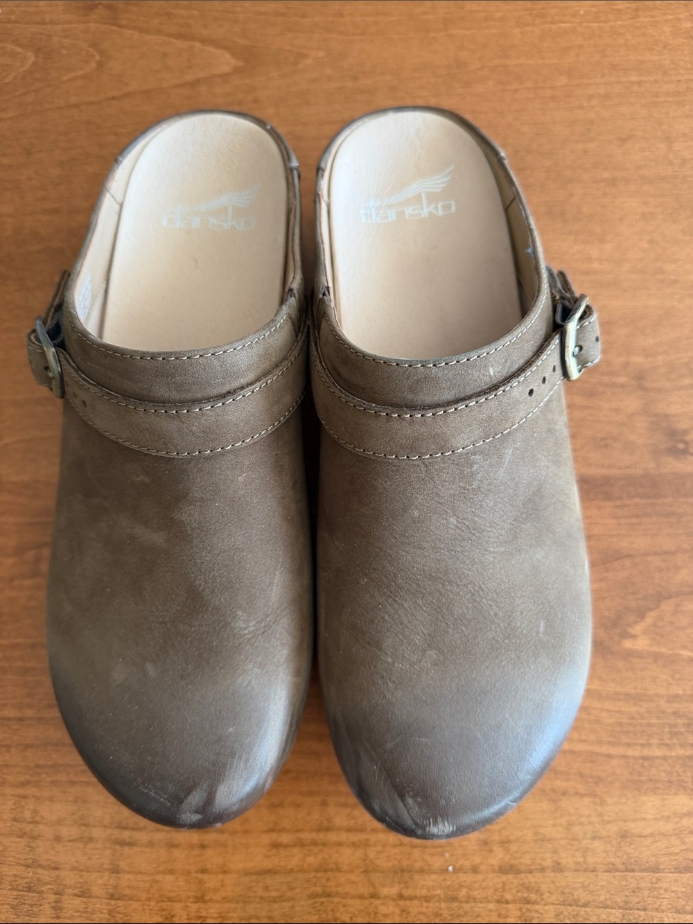 Dansko Brown Leather Slip-On Clog with Buckle